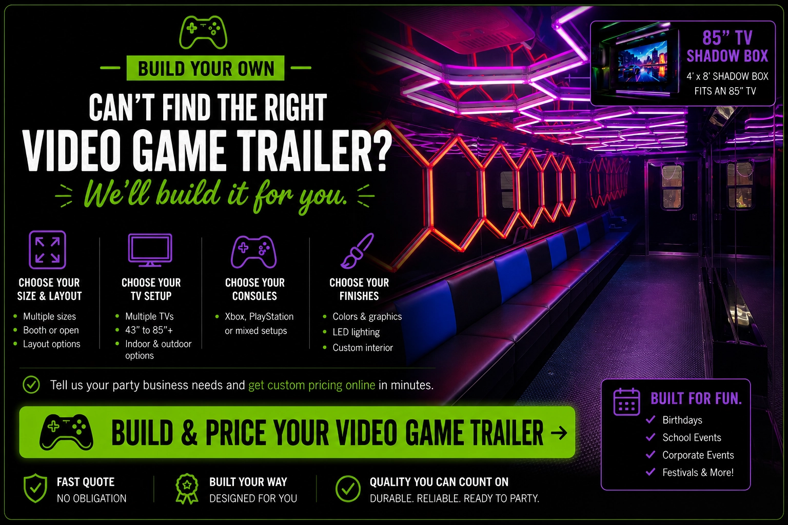 Build & price a custom video game trailer