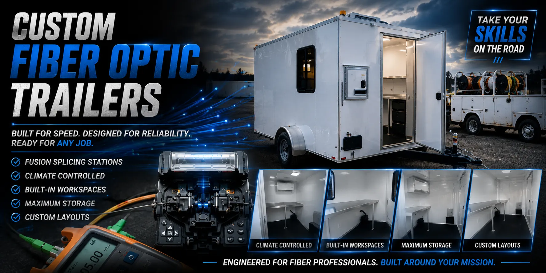 Mobile fiber optic trailer
